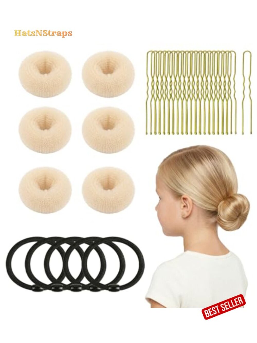 Small Hair Donut Bun Maker 6pc Set 2 inch Thin Fine Hair Ballet Bun Kit